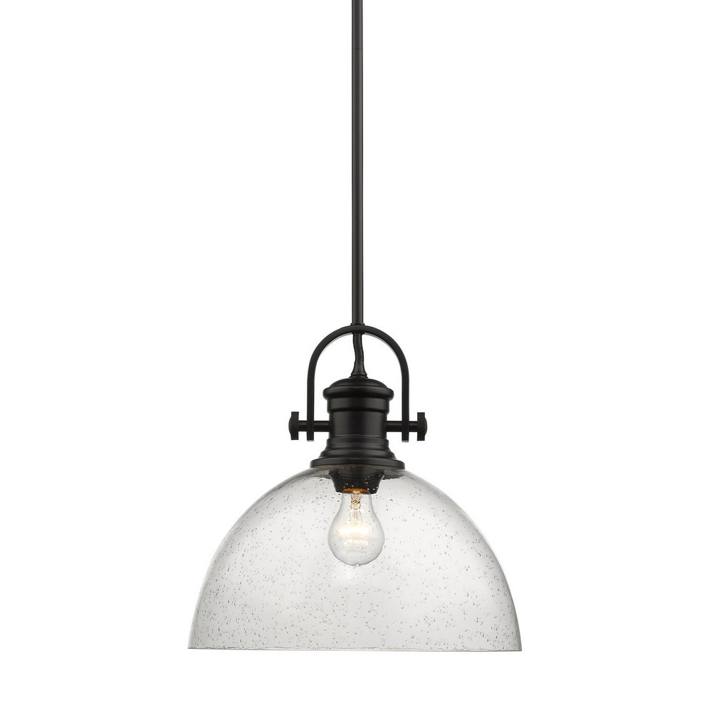 Golden Lighting-3118-L BLK-SD-Hines - 1 Light Pendant-13.13 Inches Tall and 13.5 Inches Wide Black Seeded Black Finish